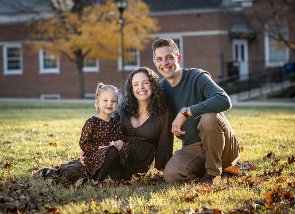 Family portrait of the Hersheys at Elizabethtown College captured by Lux Vitae Photography