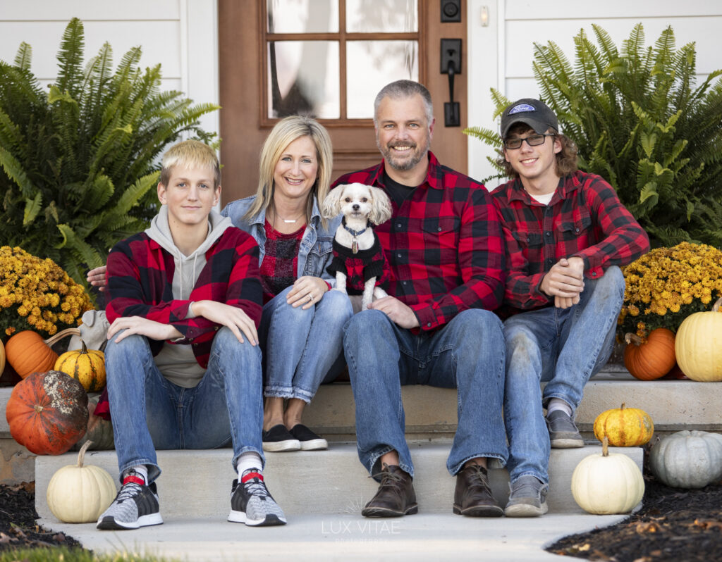 Family portrait of the Prices at their home in Strasburg, photographed by Lux Vitae Photography