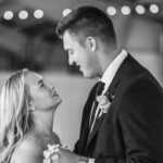 Bride and groom sharing their first dance at horse farm wedding in Havre de Grace, Maryland